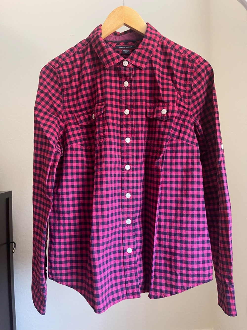 Tommy Hilfiger Pink and Navy Blue Check Shirt